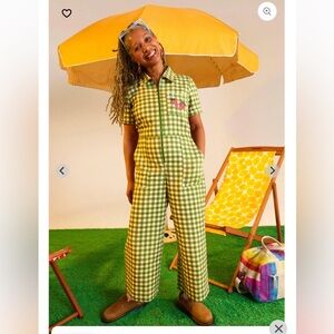 Lucky and Yak green checkered strawberry boiler suit size 12US UK16 NWT
